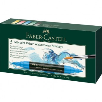 Набор акварельных пигментных маркеров FABER-CASTELL ALBRECHT DÜRER 5 цветов, двухсторонние Набор акварельных пигментных маркеров FABER-CASTELL ALBRECHT DÜRER 5 цветов, двухсторонние