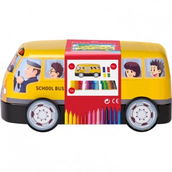 Набор для рисования FABER-CASTELL CONNECTOR SCHOOL BUS 33 фломастера+10 клипc, металлическая коробка