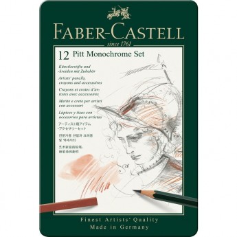 Набор художественных изделий FABER-CASTELL PITT MONOCHROME, 12 предметов, металлическая коробка