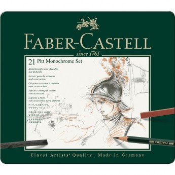 Набор художественных изделий FABER-CASTELL PITT MONOCHROME, 21 предмет, металлическая коробка