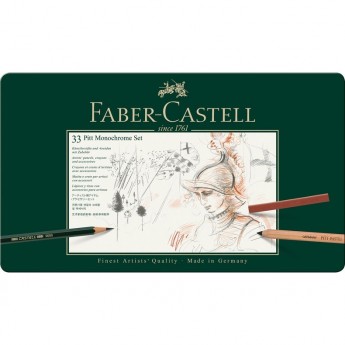 Набор художественных изделий FABER-CASTELL PITT MONOCHROME, 33 предмета, металлическая коробка