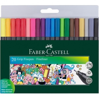 Набор капиллярных ручек FABER-CASTELL GRIP FINEPEN 20 цветов, 0,4 мм, трехгранные, пластиковая упаковка