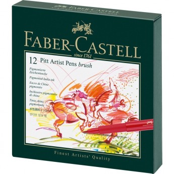 Набор капиллярных ручек FABER-CASTELL PITT ARTIST PEN BRUSH ассорти, 12 шт., студийная коробка