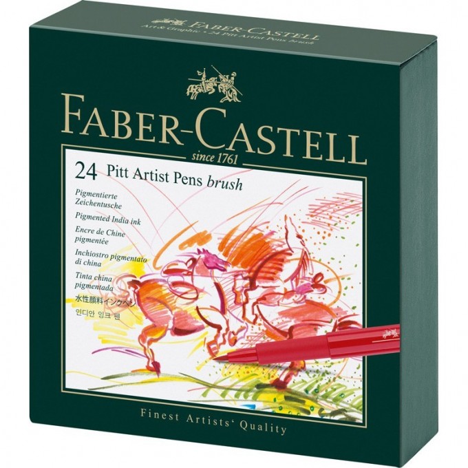 Набор капиллярных ручек FABER-CASTELL PITT ARTIST PEN BRUSH ассорти, 24 шт., студийная коробка FR-167147