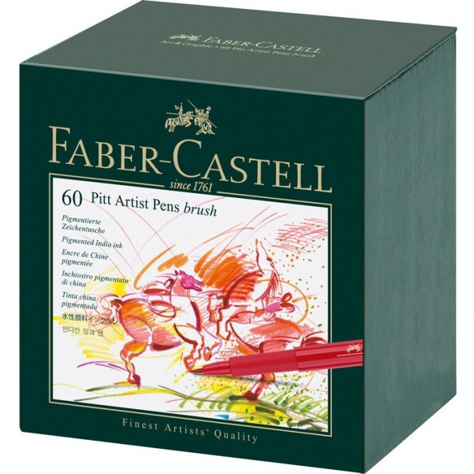 Набор капиллярных ручек FABER-CASTELL PITT ARTIST PEN BRUSH ассорти, 60 шт., студийная коробка FR-167150