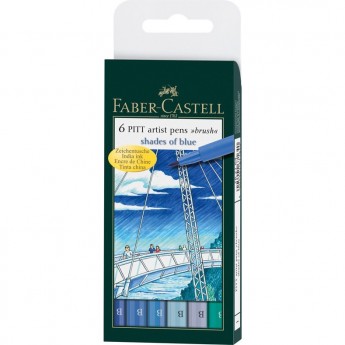 Набор капиллярных ручек FABER-CASTELL PITT ARTIST PEN BRUSH BLUES, 6 цветов, 6 шт., пластиковая упаковка Набор капиллярных ручек FABER-CASTELL PITT ARTIST PEN BRUSH BLUES, 6 цветов, 6 шт., пластиковая упаковка