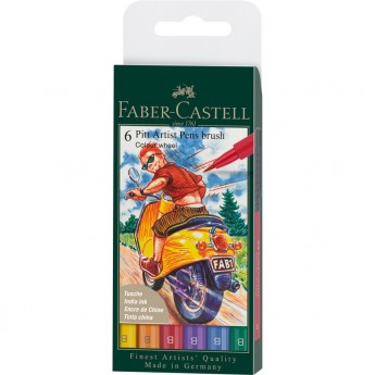 Набор капиллярных ручек FABER-CASTELL PITT ARTIST PEN BRUSH COLOUR WHEEL, 6шт