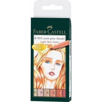 Набор капиллярных ручек FABER-CASTELL PITT ARTIST PEN BRUSH LIGHT SKIN, 6 цветов, 6 шт., пластиковая упаковка Набор капиллярных ручек FABER-CASTELL PITT ARTIST PEN BRUSH LIGHT SKIN, 6 цветов, 6 шт., пластиковая упаковка