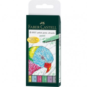 Набор капиллярных ручек FABER-CASTELL PITT ARTIST PEN BRUSH PASTEL ассорти, 6 шт., пластиковая упаковка Набор капиллярных ручек FABER-CASTELL PITT ARTIST PEN BRUSH PASTEL ассорти, 6 шт., пластиковая упаковка