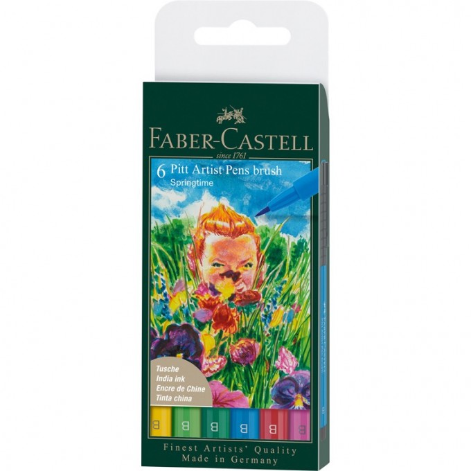 Набор капиллярных ручек FABER-CASTELL PITT ARTIST PEN BRUSH SPRINGTIME, 6 штук FR-167177