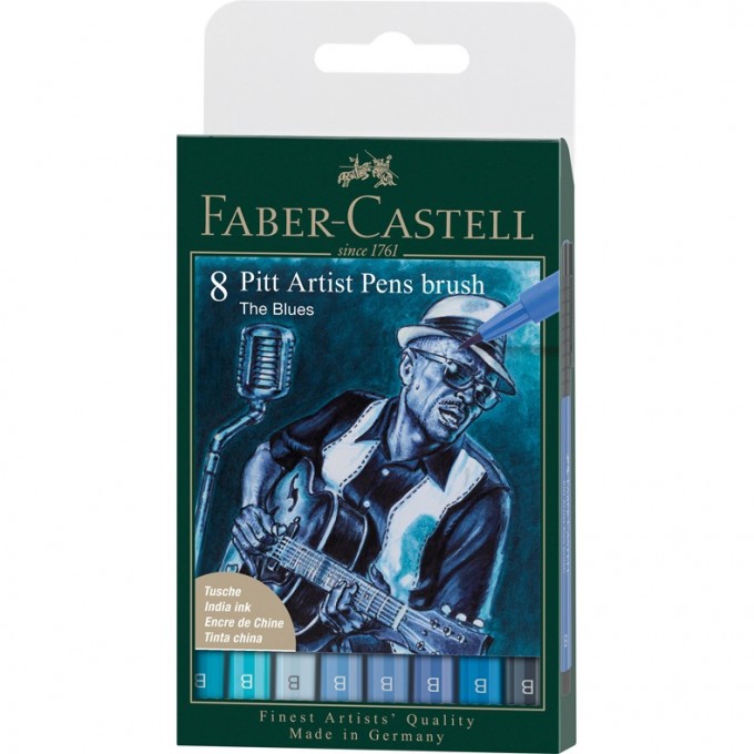 Набор капиллярных ручек FABER-CASTELL PITT ARTIST PEN BRUSH THE BLUES, 8 штук FR-167173