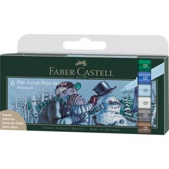 Набор капиллярных ручек FABER-CASTELL PITT ARTIST PEN BRUSH WINTERLUDE, 6 штук Набор капиллярных ручек FABER-CASTELL PITT ARTIST PEN BRUSH WINTERLUDE, 6 штук