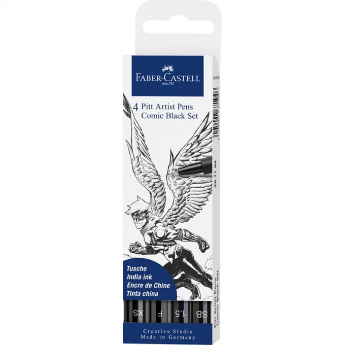Набор капиллярных ручек FABER-CASTELL PITT ARTIST PENS COMIC черный, 4 шт FR-267194 Набор капиллярных ручек FABER-CASTELL PITT ARTIST PENS COMIC черный, 4 шт FR-267194