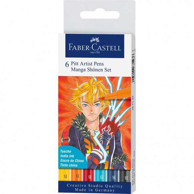 Набор капиллярных ручек FABER-CASTELL PITT ARTIST PENS MANGA SHÔJO BRUSH ассорти, 6 шт FR-167157