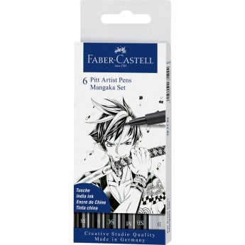 Набор капиллярных ручек FABER-CASTELL PITT ARTIST PENS MANGAKA SET, ассорти, 6шт., 0,1/0,3/0,7/Brush