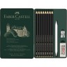 Набор карандашей ч/г матовых FABER-CASTELL PITT GRAPHITE MATT, HB, 2B, 4B, 6B, 8B, 10B, 12B, 14B, заточенные, ластик, метал.точилка, растушевка FR-115220