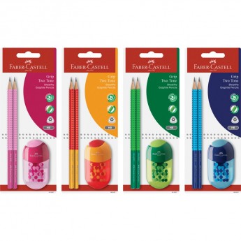 Набор карандашей чернографитных FABER-CASTELL GRIP TWO TONE 2 шт, трехгранные, заточеные, ластик-точилка Набор карандашей чернографитных FABER-CASTELL GRIP TWO TONE 2 шт, трехгранные, заточеные, ластик-точилка