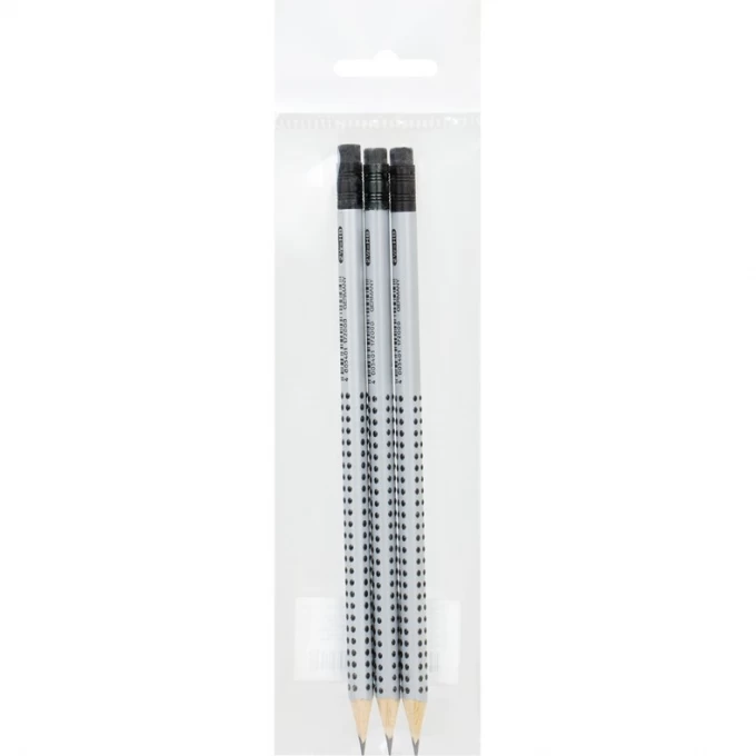 Набор карандашей чернографитный FABER-CASTELL GRIP 2001 3 шт., HB, с ластиком, трехгранный, заточеный FR-117200/3 Набор карандашей чернографитный FABER-CASTELL GRIP 2001 3 шт., HB, с ластиком, трехгранный, заточеный FR-117200/3