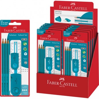 Набор карандашей FABER-CASTELL GRIP 2001 3шт, линейка, точилка, ластик, заточенные Набор карандашей FABER-CASTELL GRIP 2001 3шт, линейка, точилка, ластик, заточенные