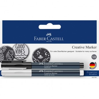 Набор маркеров для декорирования FABER-CASTELL CREATIVE белый/черный, пулевидный, 1,5мм