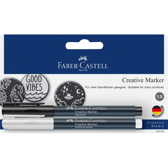 Набор маркеров для декорирования FABER-CASTELL CREATIVE белый/черный, пулевидный, 1,5мм FR-160795