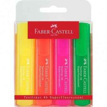 Набор текстовыделителей FABER-CASTELL 46 SUPERFLUORESCENT 4 флуоресцентных цвета, 1-5 мм, пластиковая упаковка