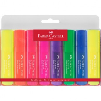 Набор текстовыделителей FABER-CASTELL 46 SUPERFLUORESCENT 8 флуоресцентных цветов, 1-5мм, пластиковая упаковка