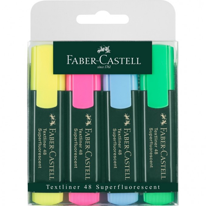 Набор текстовыделителей FABER-CASTELL 48, 4 цвета, 1-5 мм, пластиковая упаковка FR-154804