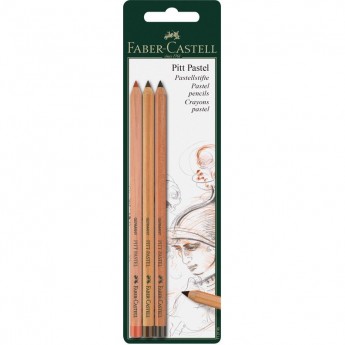 Пастельные карандаши FABER-CASTELL PITT PASTEL, 3 цвета, блистер