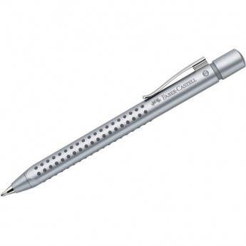 Ручка шариковая автоматическая FABER-CASTELL GRIP 2011 синяя, 1,2мм, трехгранная, серебряный корпус