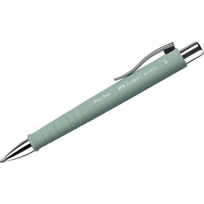 Ручка шариковая автоматическая FABER-CASTELL POLY BALL XB синяя, 1,4мм, софт-тач, трехгранная, мятно-зеленый корпус FR-241165