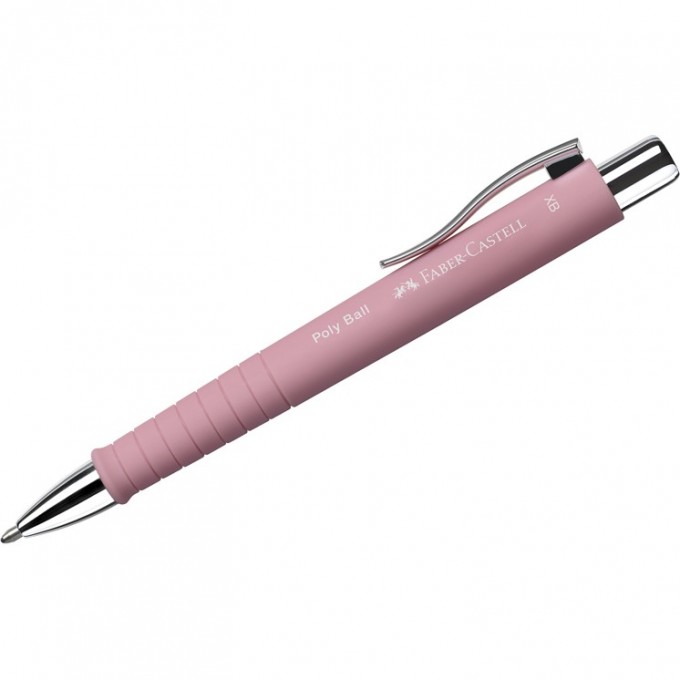 Ручка шариковая автоматическая FABER-CASTELL POLY BALL XB синяя, 1,4мм, софт-тач, трехгранная, светло-розовый корпус FR-241127