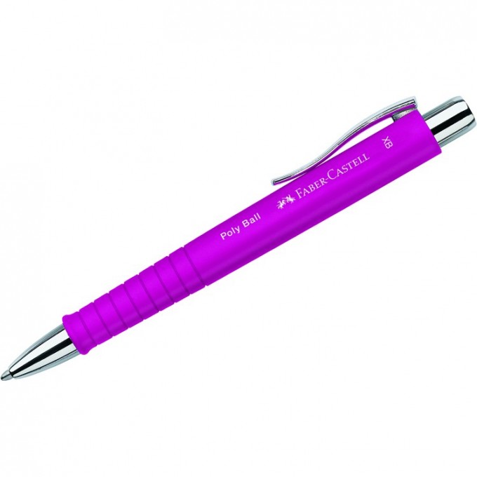 Ручка шариковая автоматическая FABER-CASTELL POLY BALL XB синяя, 1,4мм, софт-тач, трехгранная, ярко-розовый корпус FR-241128