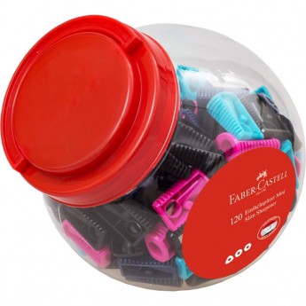Точилка пластиковая FABER-CASTELL SLIM 1 отверстие, ассорти, в банке, 120шт