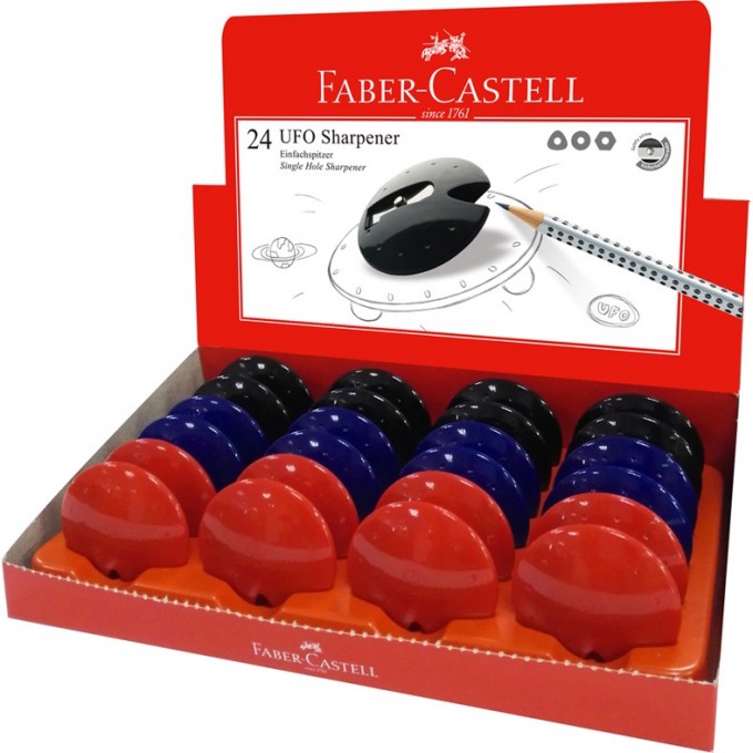 Точилка пластиковая FABER-CASTELL UFO 1 отверстие, черный/синий/красный FR-588324