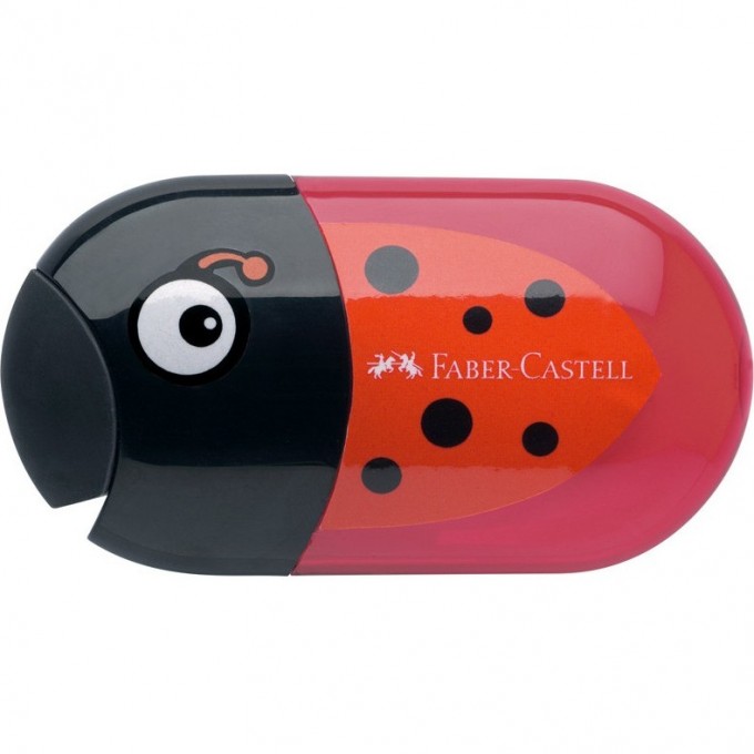 Точилка пластиковая с ластиком FABER-CASTELL LADYBUG, 2 отверстия, контейнер FR-183526